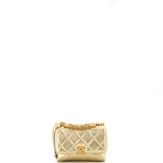 Chanel Crystal Logo Letters Chain Handle Flap Bag Quilted Lambskin Mini