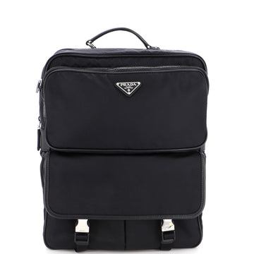 Prada Front Pocket Compartment Backpack Tessuto with Saffiano Leather Large