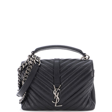 Saint Laurent Classic Monogram College Bag Matelasse Chevron Leather Medium