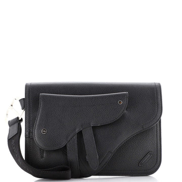 Christian Dior Saddle Rectangular Wristlet Clutch Leather