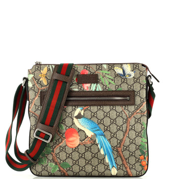 Gucci Front Zip Messenger Tian Print GG Coated Canvas Medium