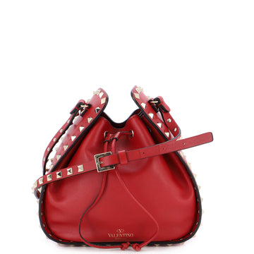 Valentino Garavani Rockstud Drawstring Bucket Bag Leather Small