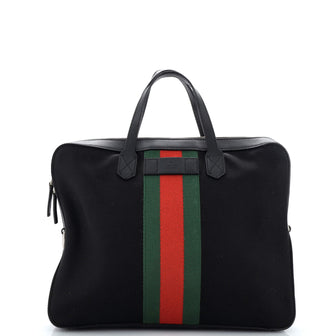 Gucci Web Zip Around Briefcase Techno Canvas Medium