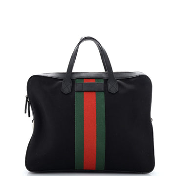 Gucci Web Zip Around Briefcase Techno Canvas Medium