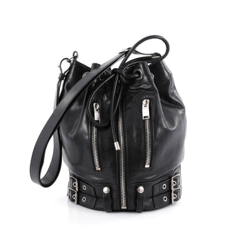 Saint Laurent Rider Bucket Bag Leather Medium Black 2088501