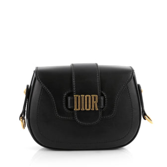 Christian Dior D-Fence Saddle Bag Leather Small Black 2088601