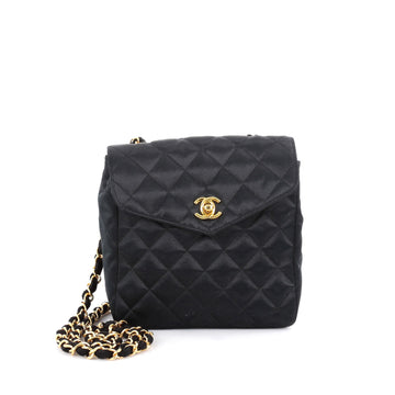 Chanel Vintage Flap Bag Quilted Satin Small Black 2088701