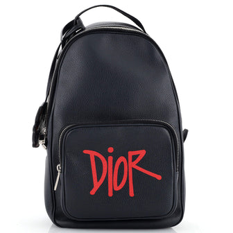 Christian Dior Zip Around Sling Backpack Logo Printed Leather