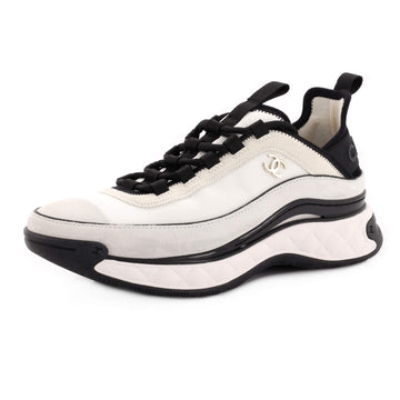 Chanel Women's CC Cap Toe Logo Sneakers Suede and Mixed Fibers