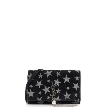 Saint Laurent Classic Monogram Tassel Chain Wallet Printed Suede
