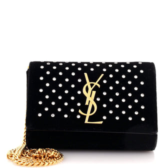 Saint Laurent Classic Monogram Crossbody Bag Embellished Velvet Small