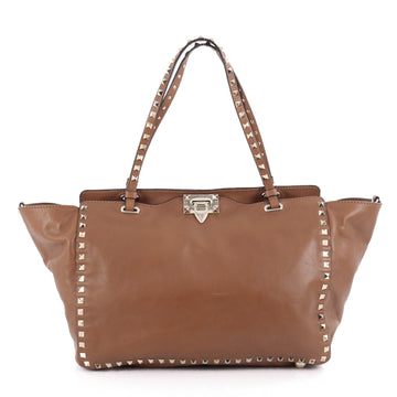 Valentino Rockstud Tote Soft Leather Medium Brown 2089001