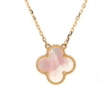 Van Cleef & Arpels Vintage Alhambra Pendant Necklace 18K Yellow Gold and Mother of Pearl