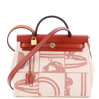 Hermes Herbag Zip Relief Brides de Gala Toile and Leather 31