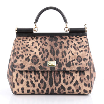 Dolce & Gabbana Miss Sicily Handbag Leopard Print Brown 2089301