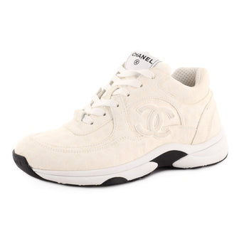 Chanel Women's CC All Over Print Low-Top Sneakers Suede