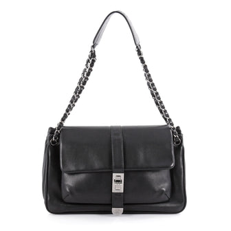 Chanel Mademoiselle Lock Accordion Flap Bag Caviar Medium Black