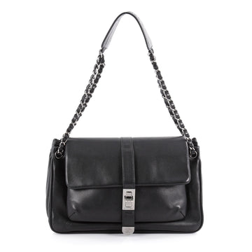 Chanel Mademoiselle Lock Accordion Flap Bag Caviar Medium Black