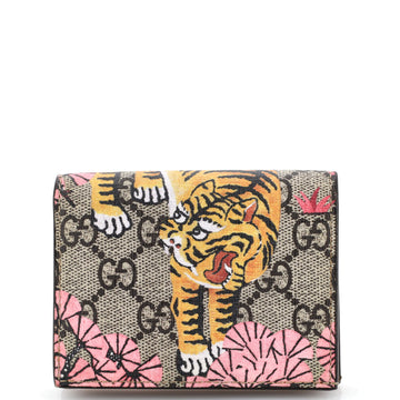 Gucci Flap Card Case Bengal Print GG Coated Canvas