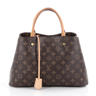 Louis Vuitton Montaigne Handbag Monogram Canvas MM Brown 2090001