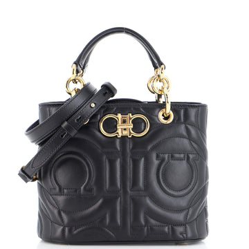 Salvatore Ferragamo Gancini Convertible Tote Quilted Leather Small