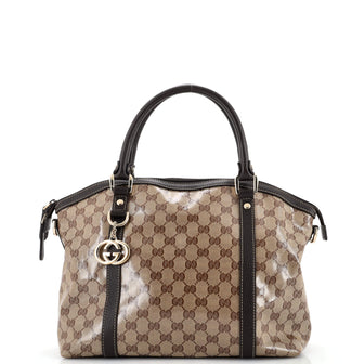Gucci Britt Convertible Dome Satchel (Outlet) GG Coated Canvas Medium