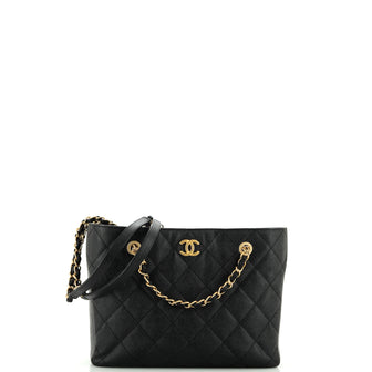 Chanel CC Trapezoid Chain Shopping Tote Quilted Caviar Small