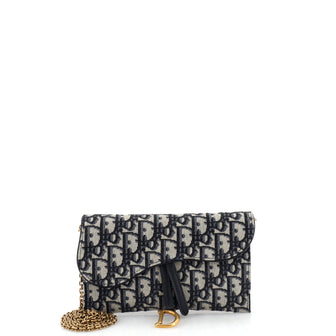 Christian Dior Saddle Chain Wallet Oblique Canvas