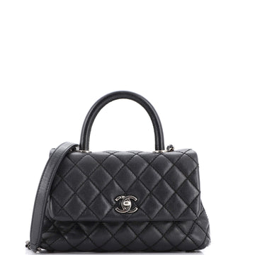 Chanel Coco Top Handle Bag Quilted Caviar Mini