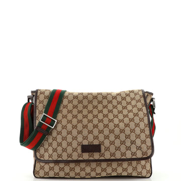 Gucci Web Strap Flap Messenger GG Canvas Medium