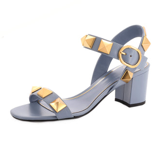 Valentino Garavani Women's Rockstud Block Heel Sandals Leather