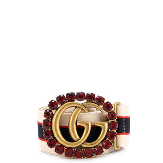 Gucci Crystal Around GG Belt Elastic Wide