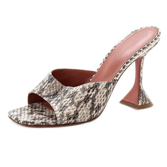 Amina Muaddi Women's Lupita Heeled Mules Snakeskin Embossed Leather 95