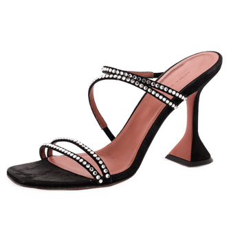 Amina Muaddi Women's Naima Heeled Sandals Suede with Crystals 95
