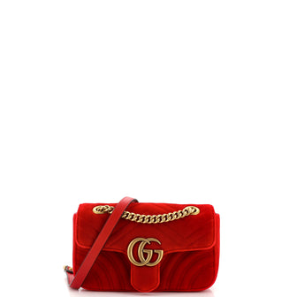 Gucci GG Marmont Flap Bag Matelasse Velvet Small