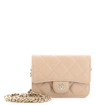 Chanel Classic Flap Card Holder on Chain Quilted Caviar Mini