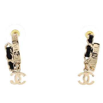 Chanel CC Turnlock Chain Hoop Earrings Metal with Lambskin