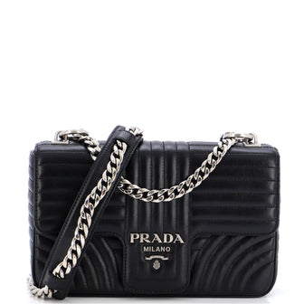 Prada Chain Flap Shoulder Bag Diagramme Quilted Leather Medium