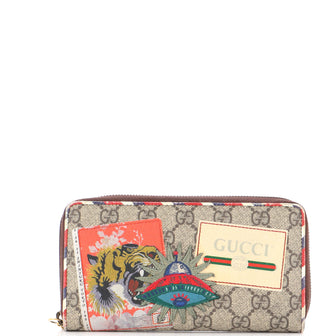 Gucci Courrier Zip Around Wallet GG Coated Canvas with Applique
