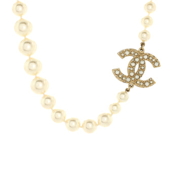 Chanel CC 100th Anniversary Short Necklace Metal with Faux Pearls and Crystals