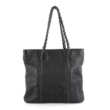 Chanel Luxe Ligne Zipped Tote Leather Large Black