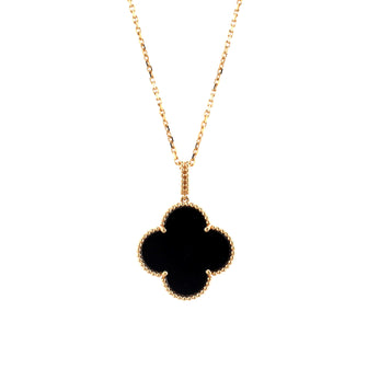 Van Cleef & Arpels Magic Alhambra Pendant Necklace 18K Yellow Gold and Onyx
