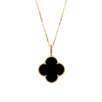Van Cleef & Arpels Magic Alhambra Pendant Necklace 18K Yellow Gold and Onyx