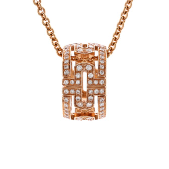 Bvlgari Parentesi Ring Pendant Necklace 18K Rose Gold with Pave Diamonds