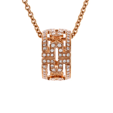 Bvlgari Parentesi Ring Pendant Necklace 18K Rose Gold with Pave Diamonds