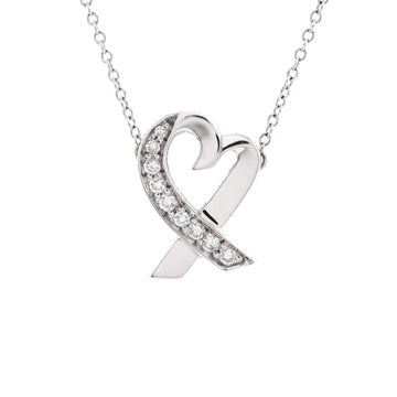 Tiffany & Co. Paloma Picasso Loving Heart Pendant Necklace 18K White Gold with Diamonds