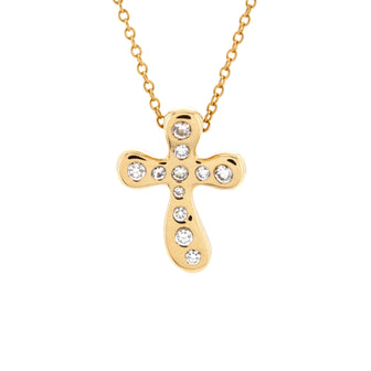 Tiffany & Co. Elsa Peretti Cross Pendant Necklace 18K Yellow Gold with Diamonds Large
