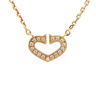 Cartier C Heart de Cartier Pendant Necklace 18K Yellow Gold with Pave Diamonds