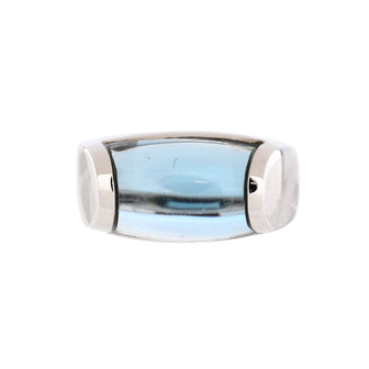 Bvlgari Tronchetto Ring 18K White Gold with Blue Topaz