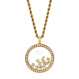 Chopard Happy Diamonds Moon and 7 Stars Round Pendant Necklace 18K Yellow Gold and Diamonds